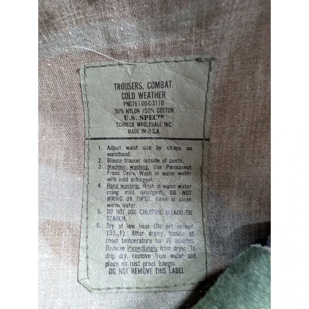 Vintage US Military M81 Woodland Camo Cold Weather Cargo Combat Pants S-R